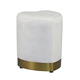 Impressions Vanity Hello Kitty Heart Vanity Ottoman Chair, Soft Velvet Foam Padded Makeup Stool with Gold Stainless Steel Base, Contemporary Cute Vanity Chair for Bedroom and Living Room Decor (White)