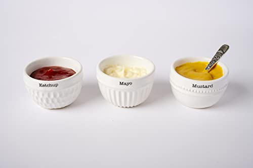 Mud Pie Condiment Set, Dip 2" X 3" Dia | Spoon 3 1/2", White #TOP1