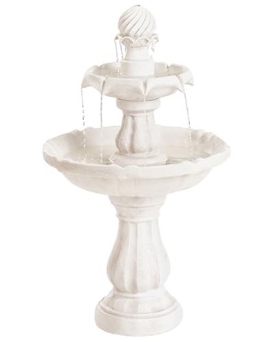 Fontana da giardino per esterni con cascata d’acqua Resina con presa elettrica Beige chiaro