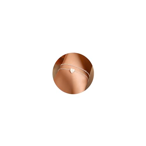 JeweBella Pulsera Inicial de Plata/Oro para Mujer - Corazón Personalizada de...