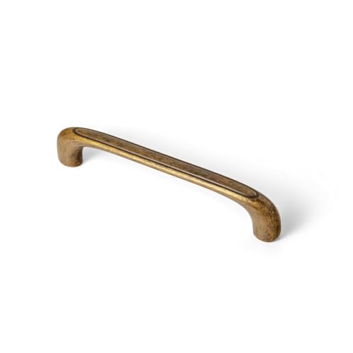 Deuschwer 12 Pack Antique Brass Cabinet Pulls, 5 Inch Hole Center Vintage Curved Drawer Handles...