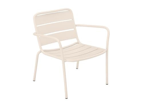 Vente-unique - Fauteuil Bas de Jardin empilable en métal - Beige - MIRMANDE de MYLIA
