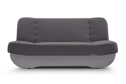 mb-moebel Sofa mit Schlaffunktion und Bettkasten, Kippsofa Schlafsofa Clic-Clack Couch für Wohnzimmer Federkern Sofagarnitur Polstersofa 192x90x87 cm - PAFOS (SORO 96 + 83 - Dunkelgrau + Hellgrau)