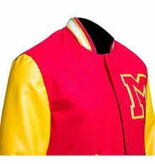 ADS Men's MJ Thriller Red M Logo Letterman Jackson Bomber Varsity Jacket (XXS-4XL) (MJ VARSITY LETTERMAN JACKET)3