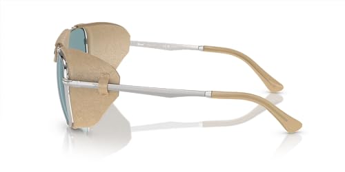 Persol Men's PO113SZ Polarized Rectangular Sunglasses, Silver, 55 mm2