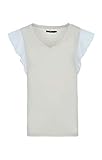 RUFFLE ON SLEEVES PINK 7 For All Mankind Womens Ruffle V Neck T-Shirt, PINK, M