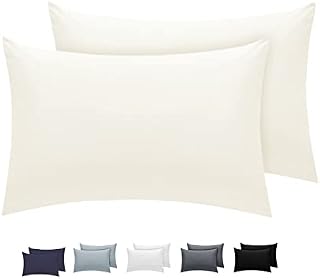 LivinEase Pillow Cases 2 Pack(50 x 75cm) With Envelope Closure -Super Soft Hotel Quality 200 Threads Pair of Cream Housewife Pillow Cases (Cream, Pair of PillowCase)
