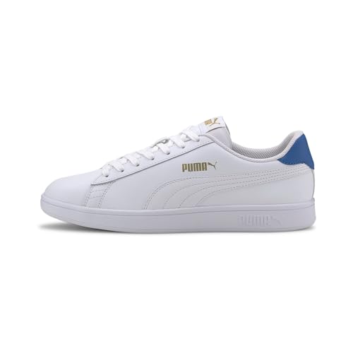 PUMA Unisex SMASH V2 L Low-Top Trainers, PUMA WHITE-PALACE BLUE-PUMA TEAM GOLD, 41 EU