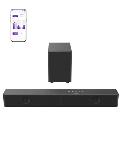 ULTIMEA 2.1ch Surround Sound Bar with Wireless Subwoofer, VoiceMX & BassMX, App Control, 240W Peak Power Soundbar for Smart TV, Adjustable Bass, HDMI, Optical, Bluetooth 6.0, Poseidon M30 (2026 Model)