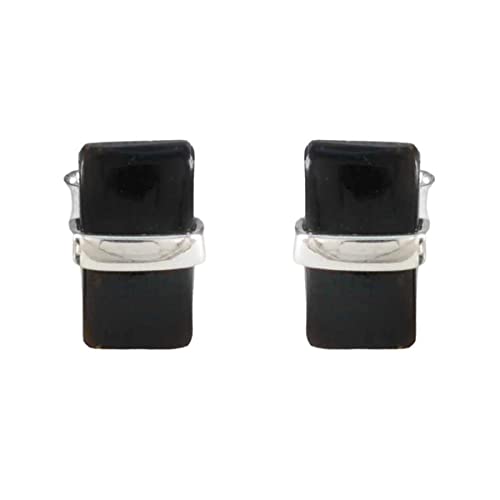 Boucle d'oreille en argent 925 et onyx noir octogone pour femme