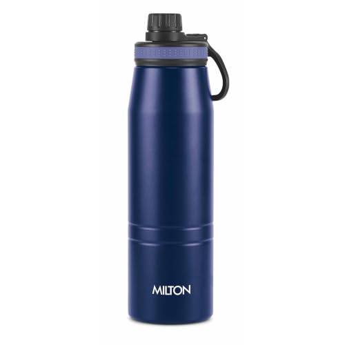 Image of Milton Woven Wishes Raksha Bandhan Gift Set Comes with Sparkle 600 Vacuum Insulated Thermosteel Water Bottle 620 ml, 1 Pc Rakhi & Roli KumKum Chawal, Brother Sister Festive Gift Hamper, Navy Blue