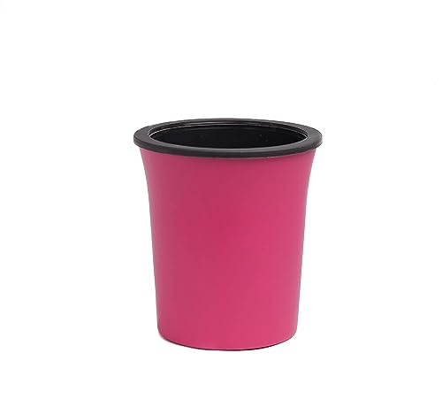 Image of Oslo Self Watering Pots | Planters for Your Home Living Room Office Decor, Round Plastic 4.3 Inch Set of 3 (Mocca) (Pink)