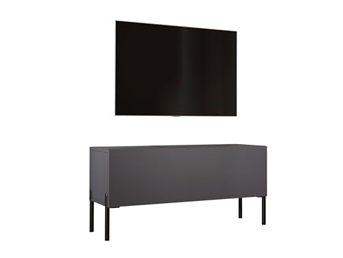 3E 3xE living.com TV- Schrank in Anthrazit mit Beinen in Schwarz, A: B: 100 cm, H: 52 cm, T: 32 cm