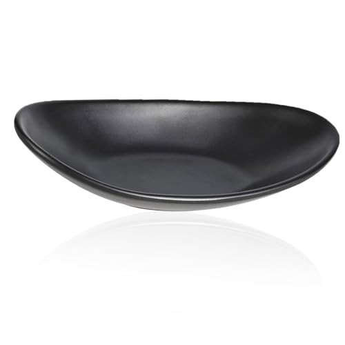 Wjelet Key Bowl, Black Trinket Dish Ring Key Tray, Oval Melamine Resin Jewelry Bowl Decorative Dish for Entrance, Dresser, Kitchen and Home Decor 25.2 * 13.5 * 3.3cm