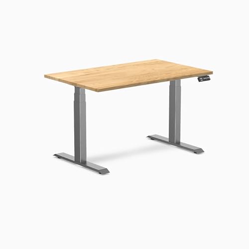Image of Desky Dual Hardwood Sit Stand Desk - 48x30 Electric Standing Desk - Dual Motor, 3 Stage Adjustable Height Desk - Solid Wood Standing Desk - Whole-Piece Top in White Oak Wood