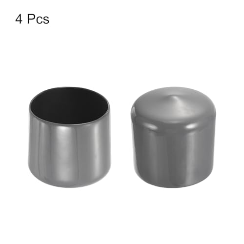 Image of uxcell 4pcs Rubber End Caps 51mm ID Vinyl Round End Cap Cover Screw Thread Protectors Dark Grey, 40mm Height