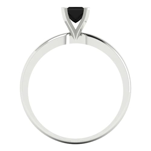 Clara Pucci 0.5 tcw Princess Cut Engagement Ring for Women, 14K Solid Gold, White Gold, Solitaire Natural Onyx Bridal Anniversary Promise Ring4