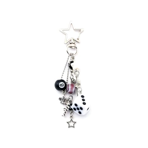 Image of 8 Ball Dice Charm Keychain - Cute Bag Purse Handbag Accessories - Y2K Aesthetic Key Chain for Women Men