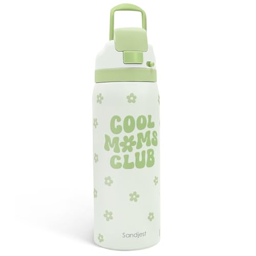 Image of Mom Insulated Stainless Steel Water Bottle with Straw for Sports and Travel, Cool Moms Club, 32oz, Gifts for Women Mother's Day Birthday Christmas