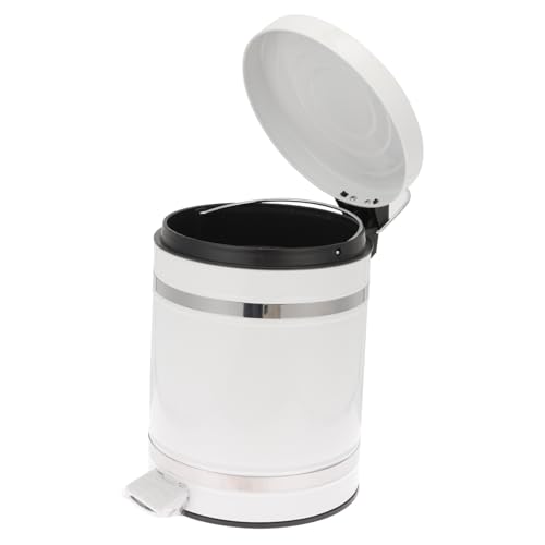 Caneca de basura con pedal y tapa blanca rectangular 5L
