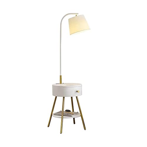 Lampe sur pied avec étagères et tiroirs pour créer un coin lecture chaleureux