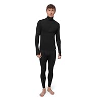 DANISH ENDURANCE Intimo Termico Uomo Lana Merino, Maglia Termica Uomo con Zip e Pantaloni Termici, per Sci, Trekking, Nero, M