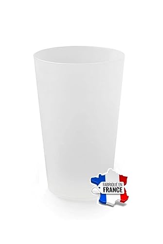 Econline - Lot de 50 GOBELETS RÉUTILISABLES 30CL - Plastique Polypropylène Rigide - Transparent - Couleur Givrée
