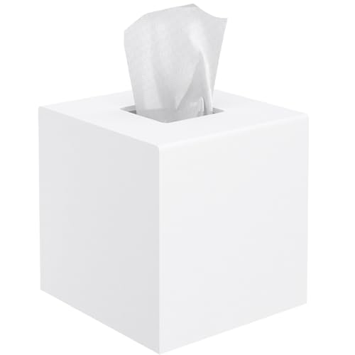 PITBVO Matte White Square Acrylic Tissue Box Cover