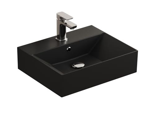 Aqua Bagno Design Lavabo suspendido de cerámica cuadrado 50 x 42 cm antracita mate