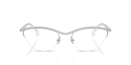 Image of Swarovski Women's Sk1026 Oval Prescription Eyewear Frames, Silver/Demo Lens, 56 mm