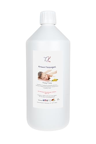 Aceite de masaje aromático para masajes, fisioterapia, bienestar y mucho más, grado medicinal (1l, Ylang Ylang)