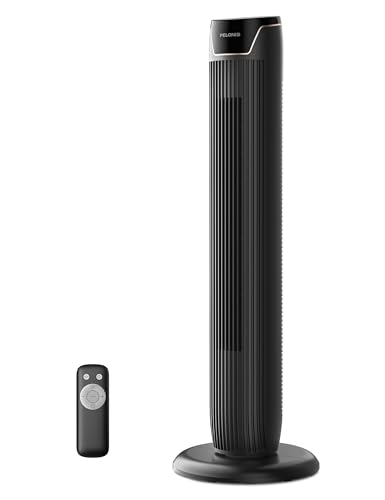 Pelonis 36 Smart Tower Fan with Remote | Ultra-Quiet 27dB Bedroom Fan | 5 Speeds & AI Auto Mode 9H Timer LED Display | Oscillating Cooling for Office/Home (Energy Saving 45W)