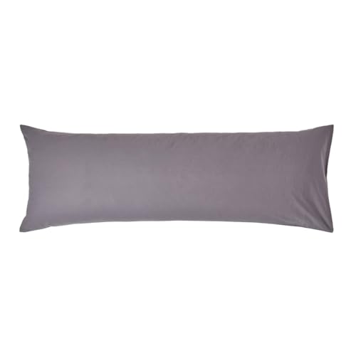 HOMESCAPES Taie de traversin 140 cm en 100% Coton égyptien 200 Fils, Taie d’Oreiller 50x140 cm Coloris Gris foncé