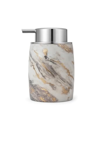 Image of LAGET 300ml Soap Dispenser for Wash Basin - Premium Brown Golden Print | Kitchen and Bathroom Accessories Items | Refillable Liquid Handwash Dispenser Bottle (White Thunder)