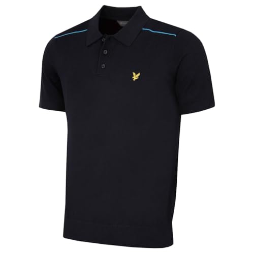 Image of Lyle & Scott Mens Tipped Knitted Golf Polo Shirt - Dark Navy - XL