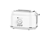 CULINARY CHEF, 2 Slice Toaster, Retro Style, Wide Slot for Bread, English Muffins, Croissants, and Bagels, 6 Adjustable Toast Settings, Cancel and Defrost, 900w, White