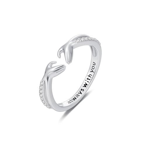 LABBAO Diamant-Umarmungsring für Damen 925er Sterlingsilber Liebesring Always with You offener Ring mit im Labor gezüchtetem Diamant Geschenke für die Liebsten