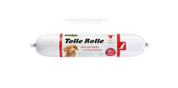 Anibio 8 x Tolle Rolle Rind 200g | Single Protein | hochwertiges Nassfutter für Hunde | mit Kürbis und Buchweizen | Getreidefrei | ohne künstliche Zusätze | Glutenfrei | Made in Germany