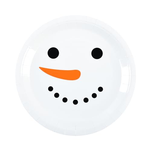 AimFun Christmas Party Plates Snowman Disposable Paper Plates Winter Holiday Dinner Desser Plates Xmas Cute Festive Dinnerware for Cookie Salad Appetizer Table Decor Party Supplies (24 7 Inch)