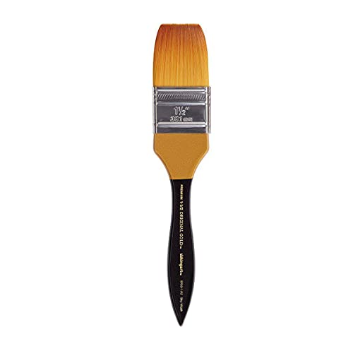 Image of KINGART Premium Original Gold 9750-1 1 /2 Sky WASH Series Artist Brush, Golden Taklon Synthetic Hair, Short Handle, for Watercolor, Acrylic and Gouache Painting, Size 1 1 /2 inch
