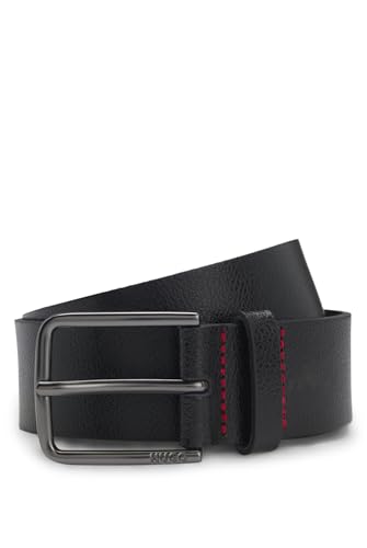 HUGO Mens Gerik-Lam Sz35 Embossed-leather belt with brushed-gunmetal pin buckle