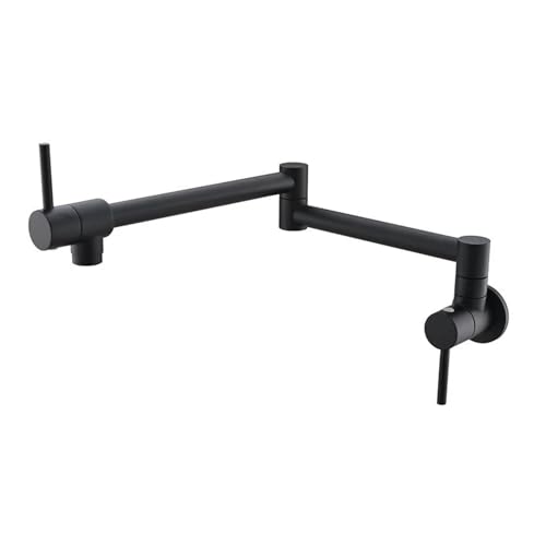 Robinet de cuisine mural noir mat ISCBAFYX pliable évier monotrou