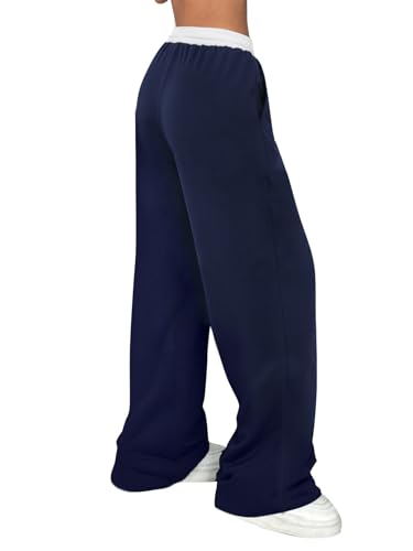 SOFIA'S CHOICE Women's Drawstring Sweatpants Low Waist Wide Leg Pants with Pockets2