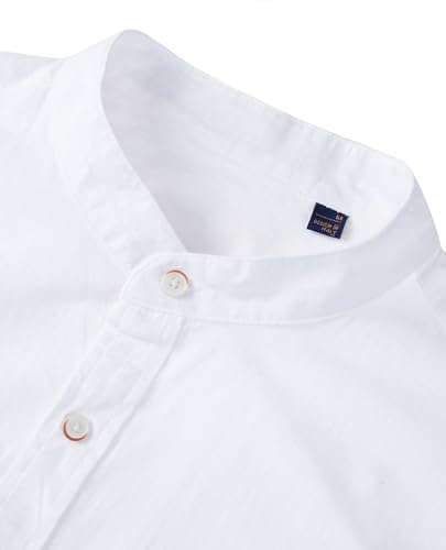 siliteelon Herren Hemd Leinenhemd Langarm Stehkragen Leinenshirt Hemden Herren Freizeithemd Casual Regular Fit Sommer Standhemd – Bild 4