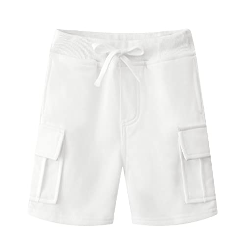 DINGDONG'S CLOSET Tollder Kid Boys' Drawstring Pull On Cargo Shorts (Off White, 3T)
