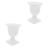 IMIKEYA Vase Grec Romain en Céramique Blanche - Urne Classique pour Plantes D'Extérieur ...