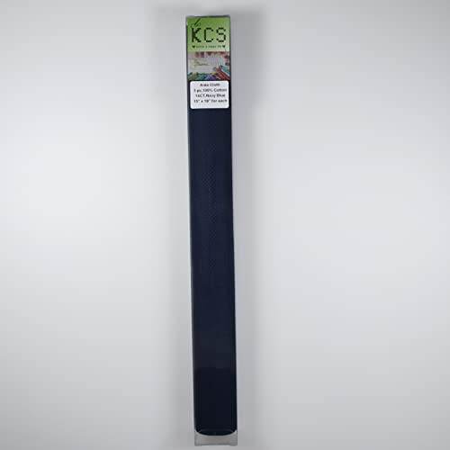 Image of KCS 3 pc of 15 inch x 18 inch Counted Cross Stitch Cotton Aida Cloth Needlework Rolled Fabric Box,14CT,Navy Blue
