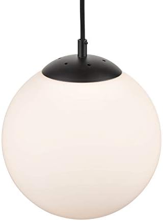 Light Society Zeno Globe Pendant, Frost White with Black Finish, Contemporary Mid Century Modern Style Lighting Fixture (LS-C175-BK-WH)