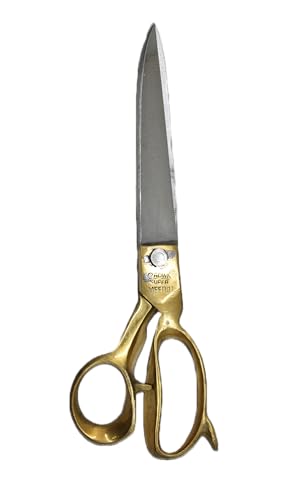 Image of HUNNY- BUNCH Crown Premium Sturdy Sharp Stainless Steel Scissor with Heavy Brass Handle for Tailoring Clothes and Fabric (12 INCH) with Free 50 cm of Muslin /Markin Fabric for Home Use.