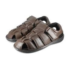 Men's Closed Toe Fisherman Sandals, Brown Leather Walking Shoes-image-45
